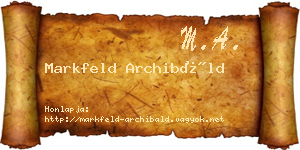 Markfeld Archibáld névjegykártya